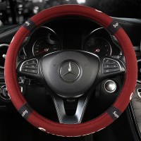 潮牌创意个性时尚汽车方向盘套吉利帝豪EV RV GL GS远景博越豪情 酒红款圆形方向盘