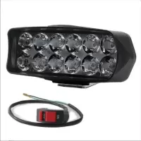 电动车灯超亮led大灯三轮车电瓶强光流氓自行车外置48v60通用前灯 12珠透镜款+开关+螺丝