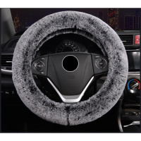 冬季方向盘把套长毛绒可爱防滑北汽绅宝D20 CC D50 D60 X25X35X55 黑雪色-双色款(适合外径38CM)