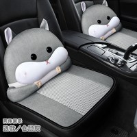 宝马X1 X3 X4 X5 X61系 三系五系防滑卡通车垫亚麻单片座椅垫冬 仓鼠灰双座