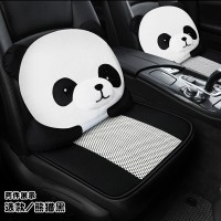宝马X1 X3 X4 X5 X61系 三系五系防滑卡通车垫亚麻单片座椅垫冬 熊猫黑双座