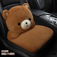 保时捷卡宴坐垫 macan 帕拉梅拉718专用四季全包毛绒汽车座垫座套 单座熊仔咖