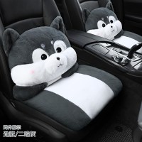 保时捷卡宴坐垫 macan 帕拉梅拉718专用四季全包毛绒汽车座垫座套 双座二哈灰