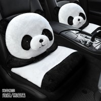 汽车坐垫19款大众朗逸飞度雷凌polo卡通冬季毛绒单个四季通用座套 双座熊猫黑