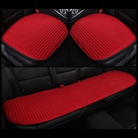 亚麻车座垫荞麦壳大众途观桑塔纳朗行朗逸PLUS朗境无靠背三件套 酒红色-三件套无靠背