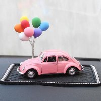 创意可爱彩色气球汽车摆件小清新车载内仪表台饰品迷你小气球摆件 粉色老爷车组合套餐