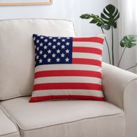 四季亚麻抱枕套不含芯抱枕靠垫卡通印花抱枕靠背套汽车办公室靠垫 美国旗