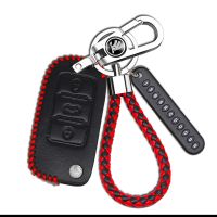 斯柯达新明锐汽车钥匙包柯珞克速派昕锐昕动晶锐柯米克专用钥匙套 A款红线[斯柯达扣+号码牌]配红绳