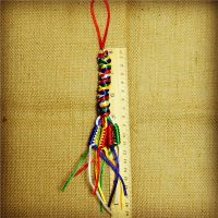 汽车西藏金刚结挂件藏式五彩绳挂饰手工转经轮车载车饰编织大车内 虫草结