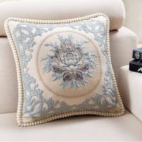 沙发抱枕靠垫套含芯欧式客厅家居腰枕汽车靠背床头靠枕高档绣花枕 牡丹灰