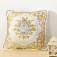 沙发抱枕靠垫套含芯欧式客厅家居腰枕汽车靠背床头靠枕高档绣花枕 牡丹金