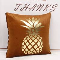 简约抱枕沙发靠垫抱枕床头靠垫汽车腰靠垫办公室午睡抱枕座椅靠背 烫金菠萝卡其