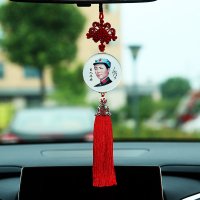 毛汽车挂件挂饰汽车用品金镶玉双面车用高档车内吊饰品后视镜 大银帽陶瓷珠-青年款