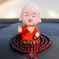 汽车摆件摇头公仔小和尚玩偶中控台车内装饰品车载香水可爱 为你点赞[送防滑垫+佛珠]