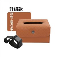 创意车载车用纸巾盒汽车内饰用品遮阳板挂式天窗椅背扶手箱抽纸盒 升级版-棕色