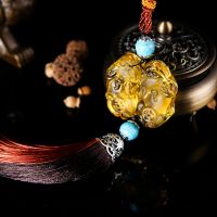 汽车挂件车内吊饰符后视镜挂饰高档男士创意车载装饰品吊坠 流苏黄貔貅