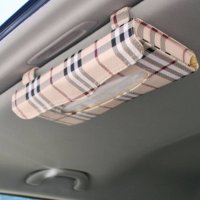 车用纸巾盒挂式汽车创意抽纸盒天窗车上遮阳板固定车内车载纸巾套 布艺-格子款