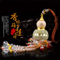 汽车挂件镶钻香水葫芦车内吊坠平安挂件车用后视镜装饰品汽车用品 土豪金葫芦