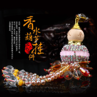 汽车挂件镶钻香水葫芦车内吊坠平安挂件车用后视镜装饰品汽车用品 炫彩粉葫芦