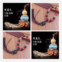 汽车挂件镶钻香水葫芦车内吊坠平安挂件车用后视镜装饰品汽车用品 湖蓝挂件加貔貅珠