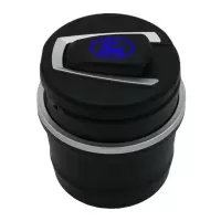 福特车载烟灰缸蒙迪欧翼虎新福克斯锐界福睿斯翼博带灯带盖储物盒 福特标烟灰缸[蓝色]