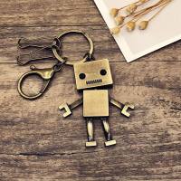 车钥匙扣韩国可爱复古钥匙链情侣包挂饰男士创意汽车钥匙链圈挂件 古铜机器人