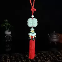 汽车挂件饰品出入平安符车内吊饰挂饰貔貅高档车载后视镜新款挂件 D款红色流苏[双貔貅]