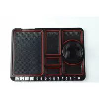 车载防滑垫汽车车载手机支架多功能车内导航仪表台防滑置物垫 大号旋转红色