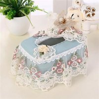 布艺欧式蕾丝田园创意客厅车用卷纸抽纸盒餐巾纸收纳盒纸抽纸巾盒 翠绿色何以笙绿小盒