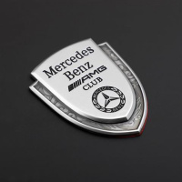 奔驰车标侧标新C级E300L改装饰GLC260LC200L内饰S级汽车贴标志 奔驰标车身侧标[银色]1个装