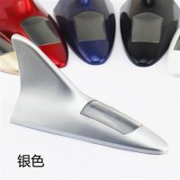 太阳能汽车鲨鱼鳍天线防追尾LED警示灯车顶灯爆闪灯汽车装饰用品 银色