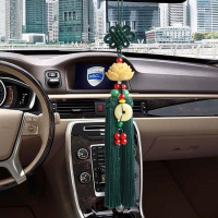 高档汽车挂件车内饰品摆件车载挂饰符吊坠挂饰菩提用品吊饰 好运莲莲墨绿色流苏款