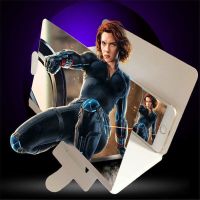 屏幕通用护眼手机支架桌面折叠视频放大镜收纳便携 高清折叠白色皮套款