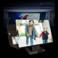 屏幕通用护眼手机支架桌面折叠视频放大镜收纳便携 黑色超清亚克力皮套款