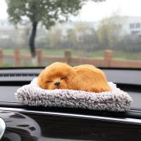 汽车装饰用品小狗狗摆件车内毛绒竹炭包车载公仔活性炭仿真趴趴狗 金毛