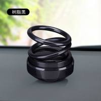 汽车内饰太阳能悬浮双环摇摆摆件汽车摆件车载自动旋转香薰摆设 树脂黑色[太阳能自动旋转]