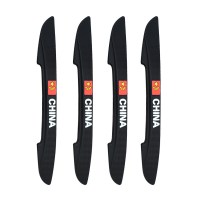 汽车宝马奥迪车防撞条贴通用型夜光硅胶个性改装饰侧开边防刮 黑色国旗[4条装]刀锋