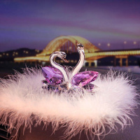 车内饰品羽毛摆件汽车用品创意水晶宝马奔驰高档车载装饰品男女士 紫色带羽毛