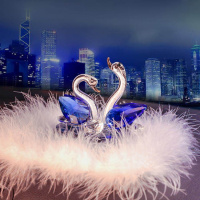 车内饰品羽毛摆件汽车用品创意水晶宝马奔驰高档车载装饰品男女士 蓝色带羽毛