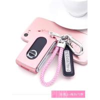 适用沃尔沃钥匙套volvo汽车v90cc装饰V90女S90壳XC90扣XC40包XC60 玫瑰金+粉色绳扣(送号码牌)