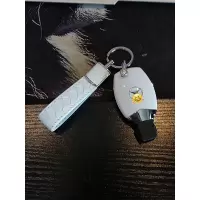 适用奔驰c200l钥匙套glc260女a级e级b扣cla奔驰钥匙包s级gla壳amg BC亮白色+白色牛皮编织