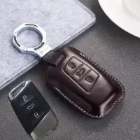 2019款大众朗逸钥匙套全包真皮cc帕萨特迈腾B8途观L途昂车锁匙包 E款摩卡咖(新帕萨特CC迈腾B8)