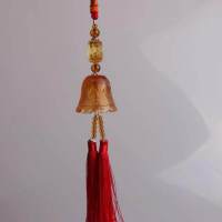 汽车挂件琉璃挂饰车饰饰品铃铛车内用品出入平安车载后视镜 豪华款花边铃铛-红色