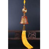 汽车挂件琉璃挂饰车饰饰品铃铛车内用品出入平安车载后视镜 豪华款铃铛-金黄