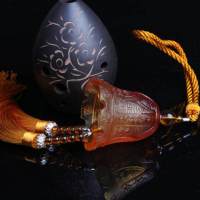 汽车挂件琉璃挂饰车饰饰品铃铛车内用品出入平安车载后视镜 金典花边铃铛-土黄