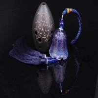 汽车挂件琉璃挂饰车饰饰品铃铛车内用品出入平安车载后视镜 金典花边铃铛-蓝色