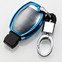 进口奔驰GLC200 GLC260 GLC300轿跑SUV专用钥匙包钥匙套扣男女款 蓝色+扣子