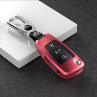 适用于2019新款奇瑞艾瑞泽5钥匙套瑞虎3xe包e3改装壳5x车装饰 红色+车标扣