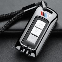 三菱钥匙包欧蓝德汽车钥匙壳扣智能奕歌钥匙套劲炫改装广汽钥匙壳 拉丝亮黑-便携绳款