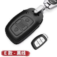 北京现代途胜名图IX35IX25瑞纳领动朗动悦纳悦动汽车钥匙包钥匙套 E款黑线送号码牌